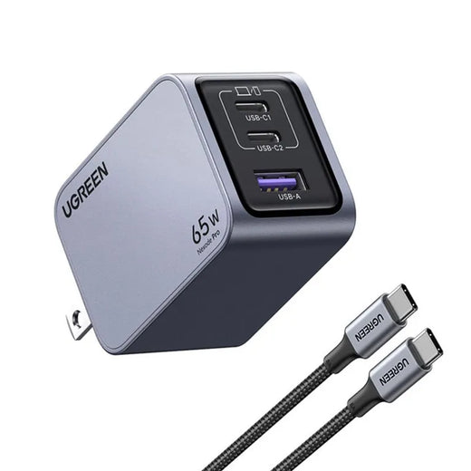 CARGADOR NEXODE - 65 W - INCLUYE CABLE - USB - A - 2 USB C - GAN - CARGA RAPIDA