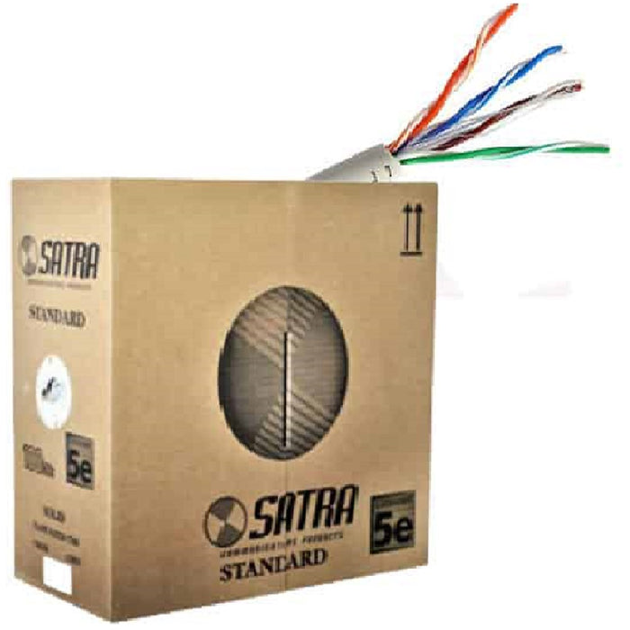 Rollo De Cable De Red Utp 100% Cobre Puro Cat5E Satra Gris