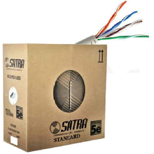 Rollo De Cable De Red Utp 100% Cobre Puro Cat5E Satra Gris