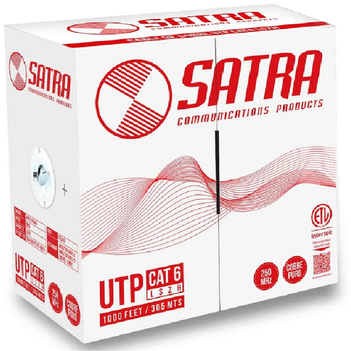 Rollo De Cable De Red Utp Azul Lszh-1 100%  Cobre Puro Cat6 Satra