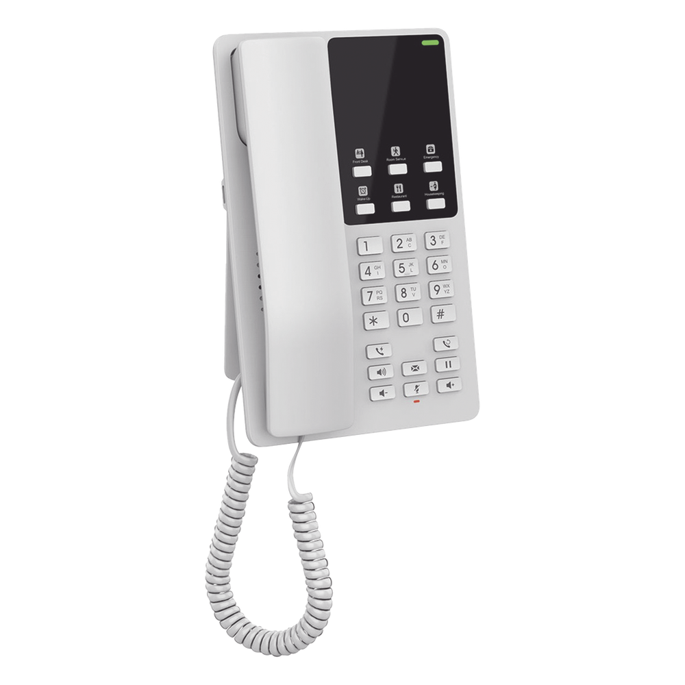 Teléfono IP Hotelero, 2 líneas SIP con 2 cuentas, IPV4/IPV6, color blanco, con gestión en la nube GDMS
