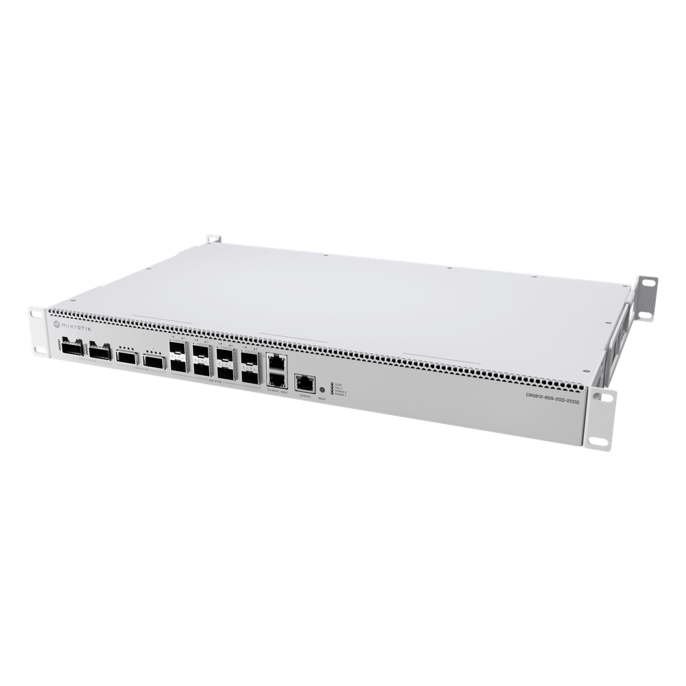 Switch/Router, CPU 4 nucleos 2000 MHz, 2x400G QSFP56-DD, RouterOS V7