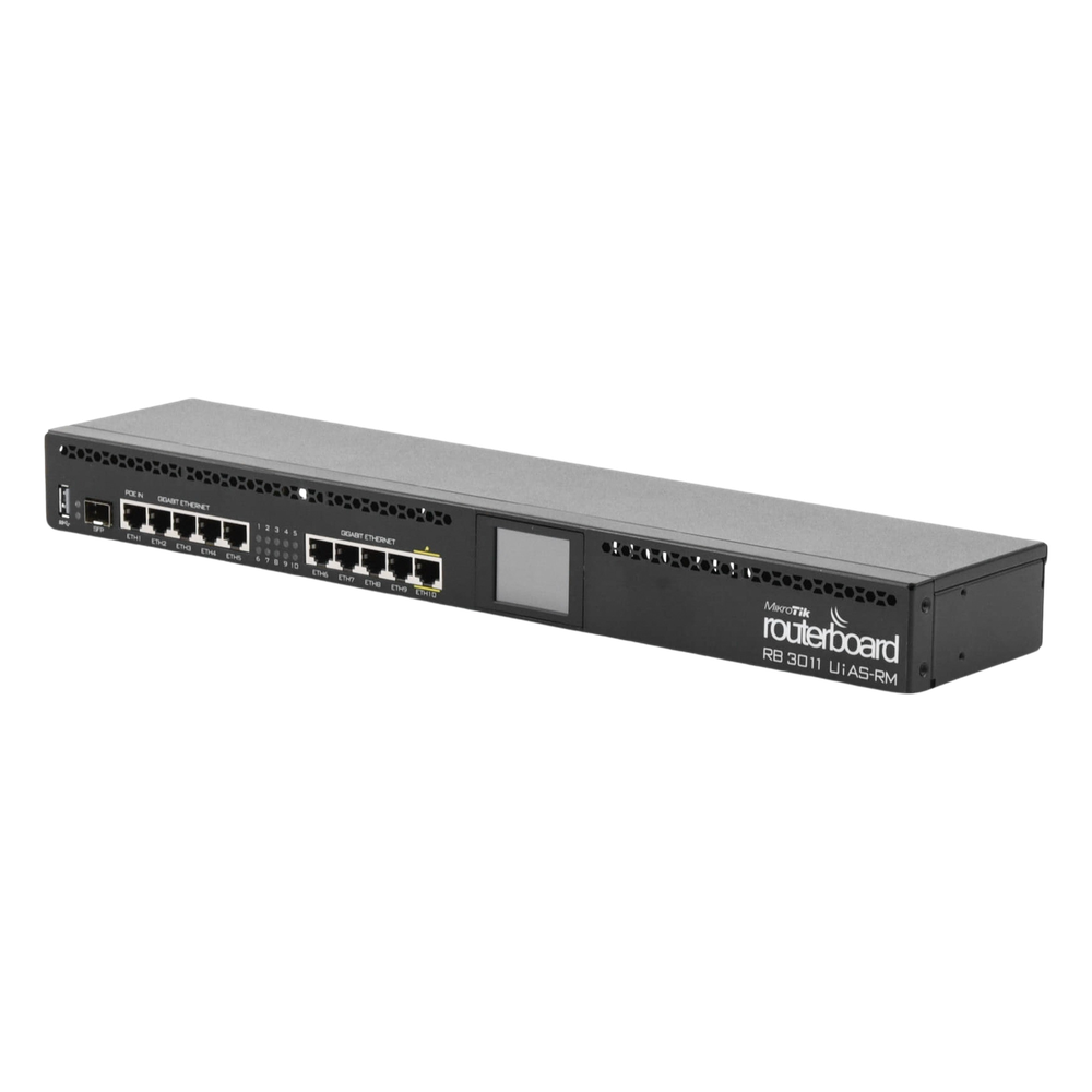 RouterBoard, CPU 2 Núcleos, 10 Puertos Gigabit Ethernet, 1 Puerto SFP, 1 GB Memoria, Licencia Nivel 5, Montaje Rack