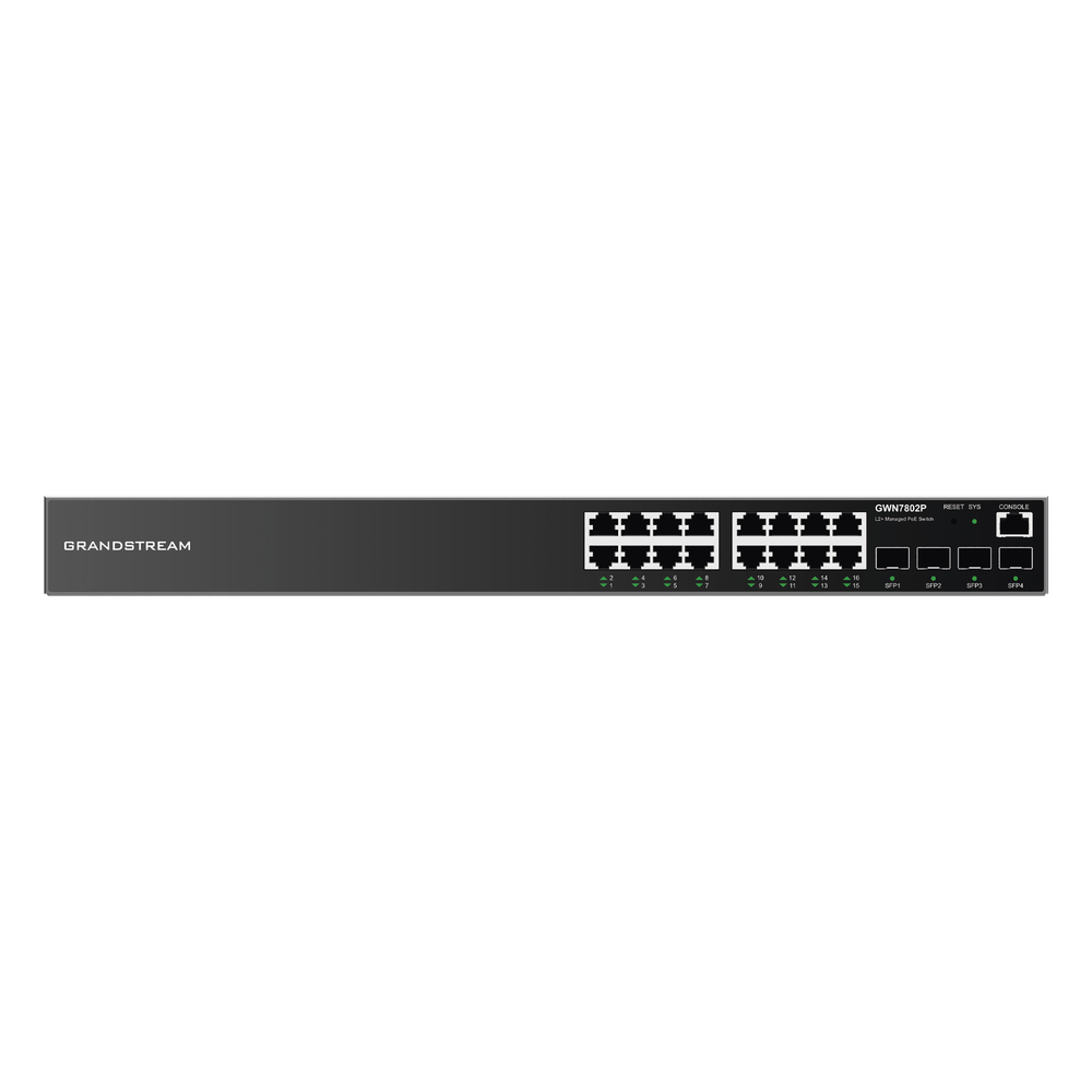 Switch Gigabit PoE+ Administrable / 16 puertos 10/100/ Compatible con GWN Cloud.
