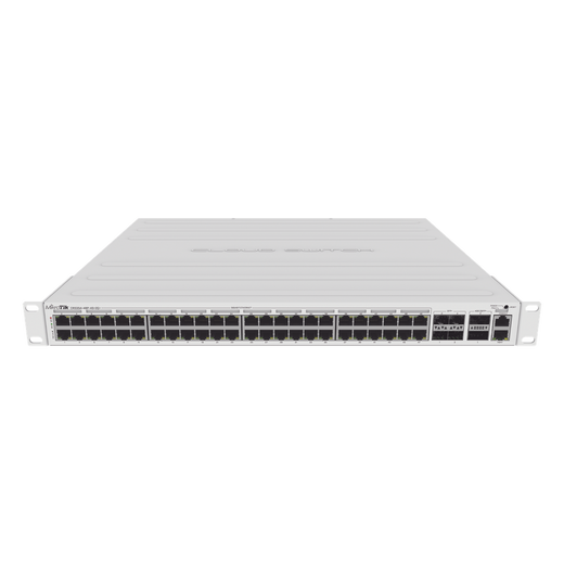 Cloud Router Switch 48 puertos PoE 802.3af/at Gigabit, 4 puertos SFP+ 10G, 2 puertos QSFP+ 40G, Montaje en Rack