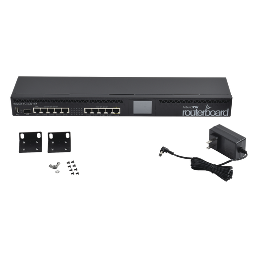 Router Board, CPU 1 Núcleo, 5 Puertos Gigabit, 5 Puertos Fast, 1 Puerto SFP, Licencia Nivel 5 y montaje en Rack