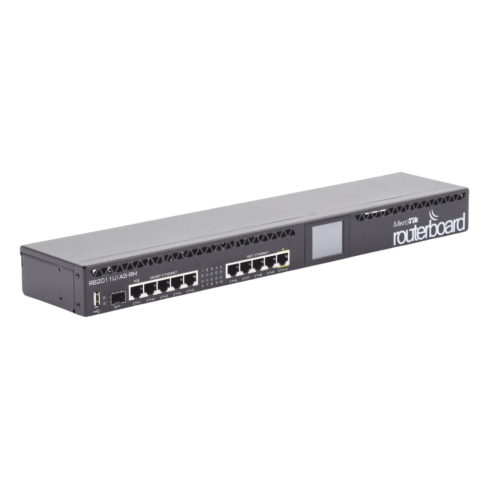Router Board, CPU 1 Núcleo, 5 Puertos Gigabit, 5 Puertos Fast, 1 Puerto SFP, Licencia Nivel 5 y montaje en Rack