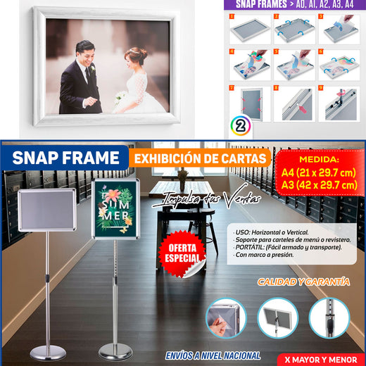 SNAP FRAME PLATEADO EXHIBIR CARTELES POSTERS NEGOCIOS