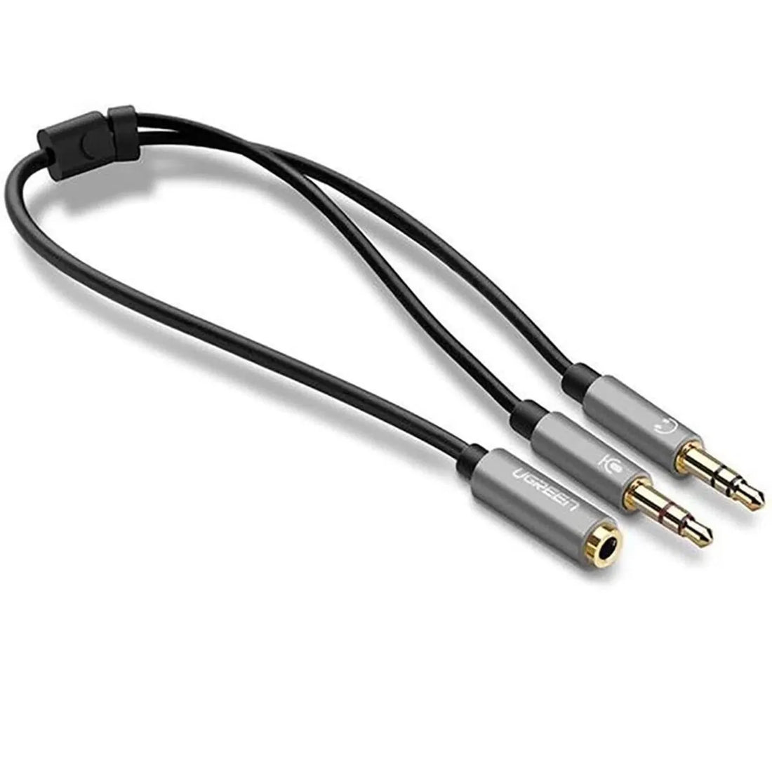 CABLE AUDIO 3.5 MM HEMBRA A 2 MACHOS - CARCASA DE ALUMINIO - NEGRO